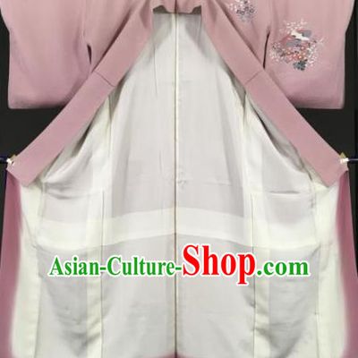 Japan Traditional Kimonos Pink Furisode Kimono Ancient Yukata Dress Formal Costume for Women