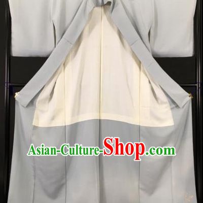 Japanese Ancient Male Grey Kimono Costume Traditional Wafuku Hakama Yukata Robe for Men