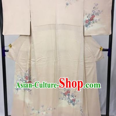 Japan Traditional Kimonos Khaki Furisode Kimono Ancient Yukata Dress Formal Costume for Women
