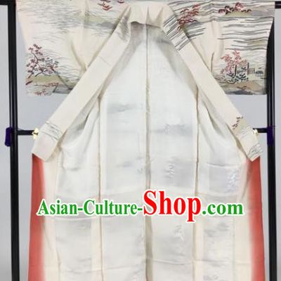 Japanese Ancient Male Palace White Kimono Costume Traditional Wafuku Hakama Yukata Robe for Men