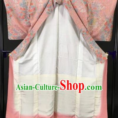 Japan Traditional Kimono Furisode Kimono Ancient Pink Yukata Dress Formal Costume for Women