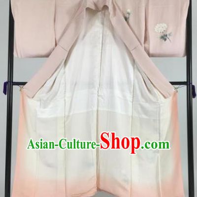 Japan Traditional Pink Kimonos Palace Furisode Kimono Ancient Yukata Dress Formal Costume for Women