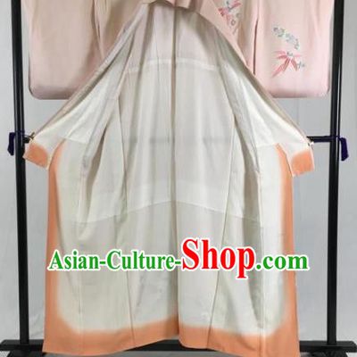 Japan Traditional Kimonos Pink Silk Palace Furisode Kimono Ancient Yukata Dress Formal Costume for Women