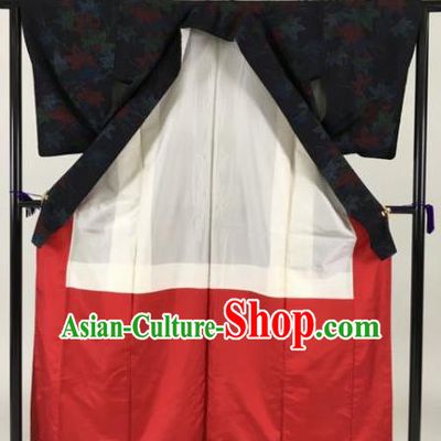 Japanese Ancient Palace Black Kimono Male Costume Traditional Vintage Wafuku Hakama Yukata Robe for Men
