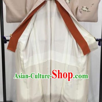 Japan Traditional Khaki Kimono Furisode Kimono Ancient Yukata Dress Formal Costume for Women