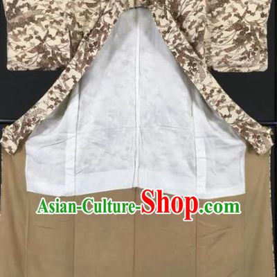 Japanese Male Costume Ancient Palace Brown Kimono Traditional Wafuku Hakama Yukata Robe for Men