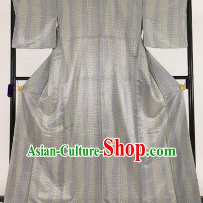 Japanese Male Costume Ancient Palace Grey Kimono Traditional Wafuku Hakama Yukata Robe for Men