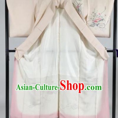 Japan Traditional Kimonos Palace Furisode Kimono Ancient Pink Yukata Dress Formal Costume for Women