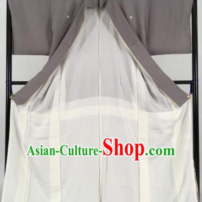 Japanese Male Costume Ancient Mikado Palace Kimono Traditional Grey Wafuku Hakama Yukata Robe for Men