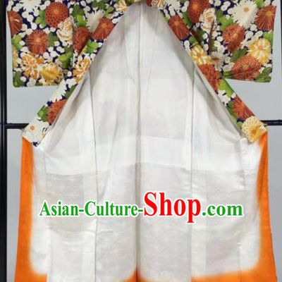 Japan Traditional Kimonos Geisha Printing Daisy Furisode Kimono Ancient Yukata Dress Formal Costume for Women