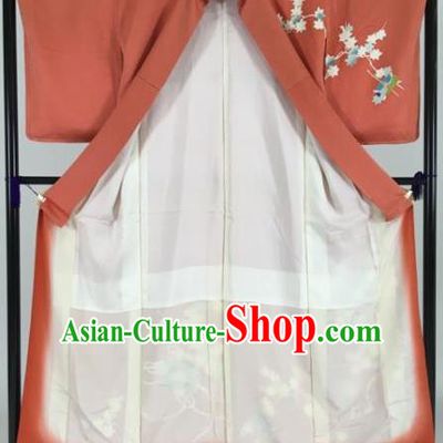 Japan Traditional Kimonos Embroidered Furisode Kimono Ancient Yukata Dress Formal Costume for Women