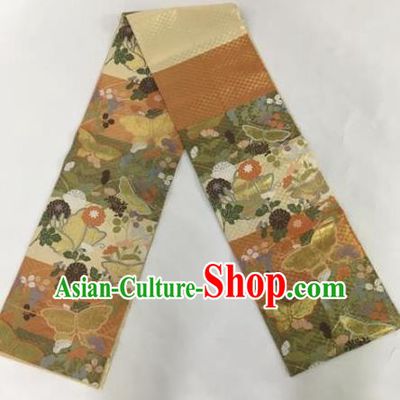 Japanese Traditional Kimono Golden Belts Courtesan Brocade Waist Accessories Ancient Yukata Waistband for Women