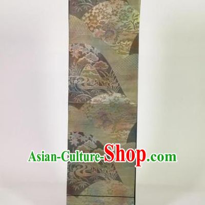 Japanese Traditional Kimono Yukata Dress Embroidered Grey Belts Courtesan Brocade Waistband for Women