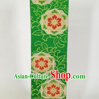 Japanese Traditional Kimono Yukata Dress Embroidered Green Belts Courtesan Brocade Waistband for Women