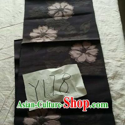 Japanese Traditional Kimono Yukata Dress Courtesan Black Brocade Belts Waistband for Women