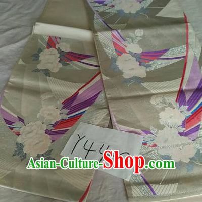 Japanese Traditional Kimono Yukata Dress Courtesan Embroidered White Brocade Belts Waistband for Women