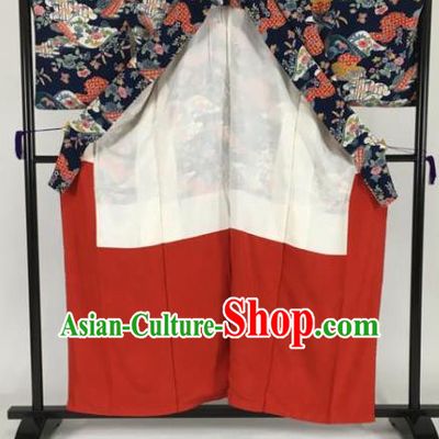 Japanese Mikado Costume Ancient Palace Printing Navy Kimono Traditional Wafuku Hakama Yukata Robe for Men