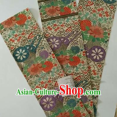 Japanese Traditional Brocade Waistband Kimono Yukata Embroidered Flowers Belts for Women