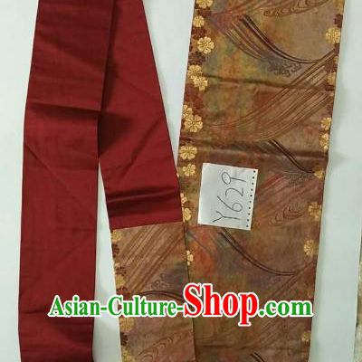 Japanese Traditional Brocade Waistband Kimono Yukata Embroidered Purplish Red Belts for Women