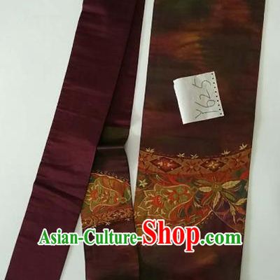 Japanese Traditional Brocade Waistband Kimono Yukata Embroidered Purple Belts for Women