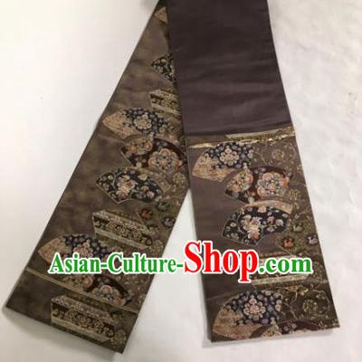 Japanese Traditional Brocade Waistband Kimono Yukata Embroidered Brown Belts for Women