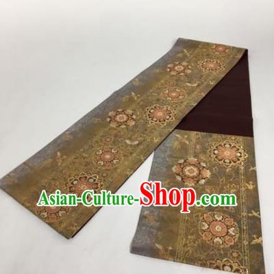 Japanese Traditional Brocade Waistband Kimono Yukata Embroidered Golden Belts for Women