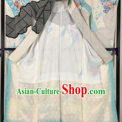 Ancient Japanese Geisha Furisode Kimonos Traditional Female Printing Yukata Dress Formal Costume for Women