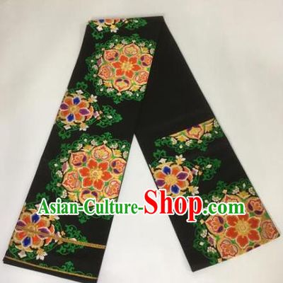 Japanese Traditional Kimono Yukata Dress Black Belts Courtesan Brocade Waistband for Women
