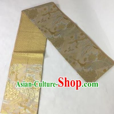 Japanese Traditional Kimono Yukata Dress Golden Phoenix Belts Courtesan Brocade Waistband for Women