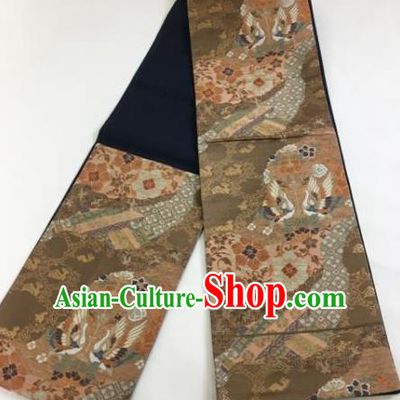 Japanese Traditional Kimono Yukata Dress Brown Belts Courtesan Brocade Waistband for Women