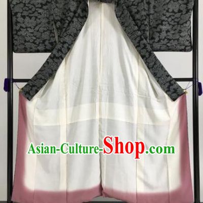 Japanese Mikado Costume Ancient Palace Black Kimonos Traditional Wafuku Hakama Yukata Robe for Men
