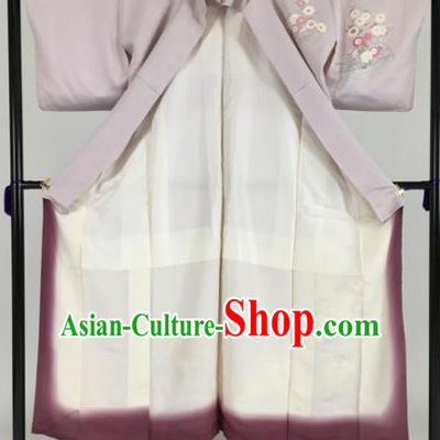 Japan Traditional Kimonos Palace Lilac Furisode Kimono Ancient Geisha Yukata Dress Formal Costume for Women