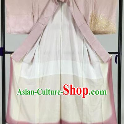 Japan Traditional Pink Silk Kimonos Furisode Kimono Ancient Yukata Dress Formal Costume for Women