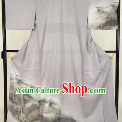Japanese Samurai Palace Painting Pine Kimonos Traditional Wafuku Hakama Yukata Robe Costume for Men