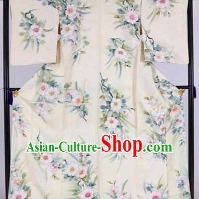 Japan Traditional Palace White Furisode Kimono Ancient Female Yukata Dress Formal Costume for Women