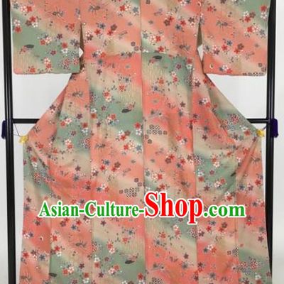 Ancient Japanese Red Furisode Kimonos Traditional Female Yukata Dress Formal Costume for Women