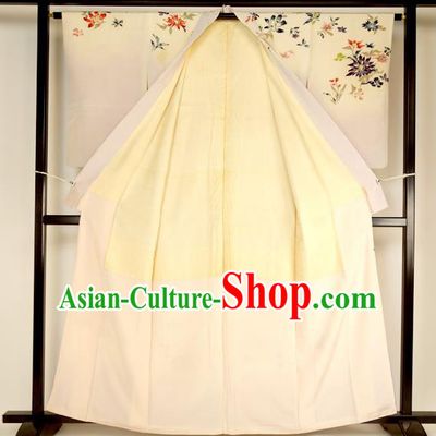 Ancient Japanese Printing Flowers Furisode Kimonos Traditional Female Yukata Dress Formal Costume for Women