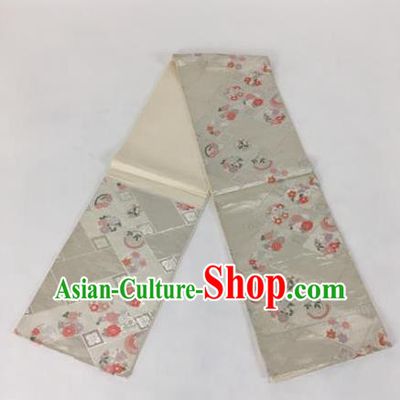 Japan Ancient Geisha Kimonos Brocade Belt White Belts Traditional Yukata Waistband for Women