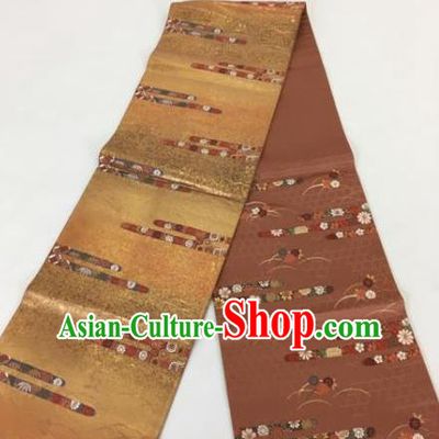Japan Ancient Geisha Kimonos Brocade Belt Brown Belts Traditional Yukata Waistband for Women