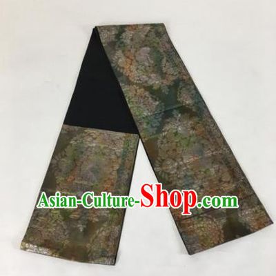 Japan Ancient Geisha Kimonos Brocade Belt Black Belts Traditional Yukata Waistband for Women