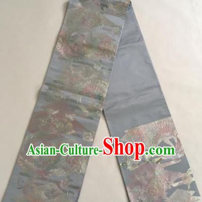 Japan Ancient Geisha Kimonos Blue Brocade Belts Traditional Yukata Waistband for Women