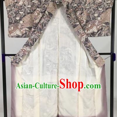 Japan Traditional Kimonos Printing Furisode Kimono Ancient Yukata Dress Formal Costume for Women