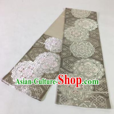 Japanese Traditional Courtesan Kimonos Grey Brocade Belts Waist Accessories Ancient Yukata Waistband for Women