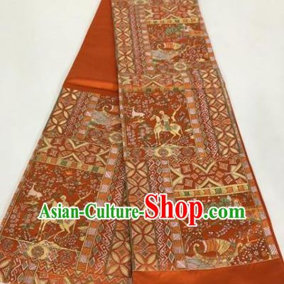 Japanese Traditional Kimono Red Brocade Belts Courtesan Waist Accessories Ancient Yukata Waistband for Women