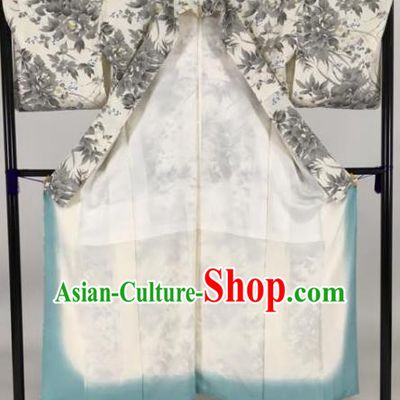 Japan Traditional Kimonos Printing Silk Furisode Kimono Ancient Yukata Dress Formal Costume for Women