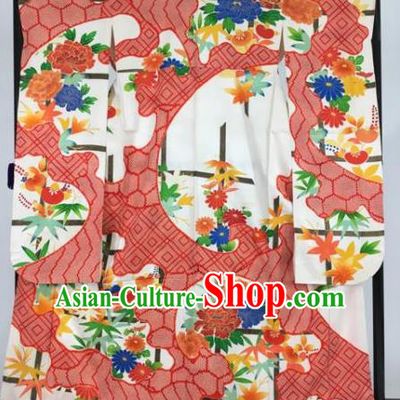 Japan Traditional Printing Kimonos Empress Palace Furisode Kimono Ancient Yukata Dress Formal Costume for Women