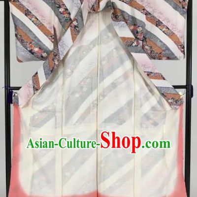 Japan Traditional Palace Pink Furisode Kimono Ancient Female Yukata Dress Formal Costume for Women