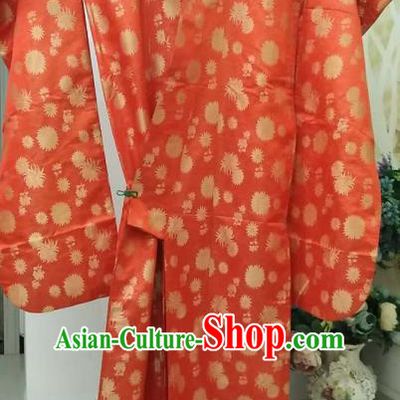 Ancient Japanese Palace Red Furisode Kimonos Traditional Wedding Yukata Dress Formal Costume for Women