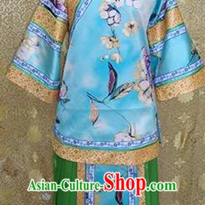 Chinese Ancient Manchu Palace Lady Costume Qing Dynasty Young Mistress Xiuhe Suit for Women