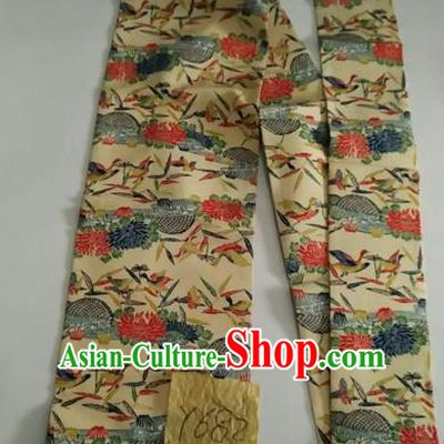 Japanese Traditional Embroidered Brocade Waistband Kimono Yukata Dress Yellow Belts for Women